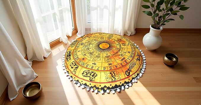 ICC 32 Inch Large Round seat Floor Cushion Chair Ottoman Cover Pouf Pillow Meditation Floor Cushions for Adults Seating pouffe Ottoman Throw Covers Craft Room Furniture for Sitting Cover