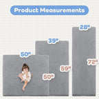 1.3" Thick Baby Floor Play Mat 50x50, Basic Padded Foam Mat for Tummy Time Crawling, Non Slip Cushioned for Babies Toddlers Infants Kids (Light Grey)