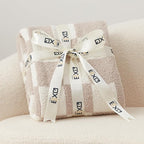 EXQ Home Checkered Throw Blanket, Knitted Blanket with Checkerboard Grid Pattern, Soft Cozy Fluffy Blankets for Couch Bed Sofa, Warm Fuzzy Plaid Blanket for All Seasons (Taupe, 50"×60")