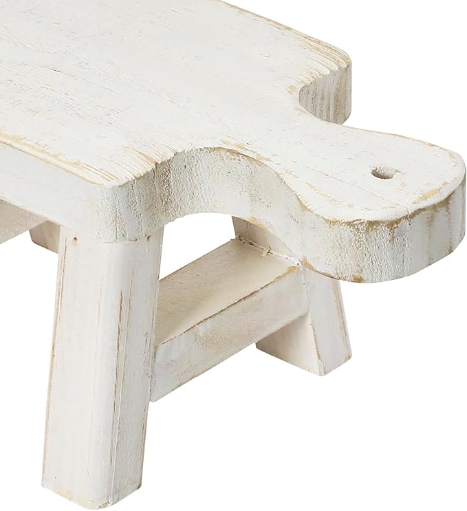Decorative Textured Wood Pedestal, White