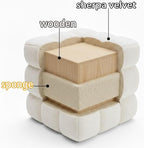 White Square Ottoman 17''3 Cube Pouf Installed,no Vacuum,Sturdy Wooden Frame,Capacity 330 lbs,Modern Sofa Stool Fuzzy Sherpa Footstool,Foot Rest,Cube Boucle,Vanity Stool,for Couch Living Room