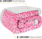 MACEVIA Sharpa Fleece Throw Blanket for Couch Fuzzy 3D Cheetah Blanket Thick Warm Reversible Cozy Comfy Super Soft Leopard Blanket for Bed Sofa 490GSM - Pink Leopard,50x60In