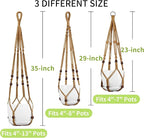 Macrame Plant Hanger - Fits 4 to 13 inches Pots for Indoor Outdoor, 35"/29"/23" Different Sizes Set, Brown (POTS NOT Included)