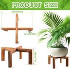 Wenqik 1 Pack 16 Inch Wood Plant Stand Wooden Plant Pot Holder Mid Century Rattan Flower Boho Rustic Stool Holder for Indoor Gardening Patio, Fit 8-18 Inch Pot (Wood Color)