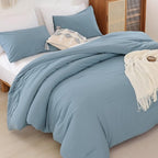 ROSGONIA Comforter Full Size for Boys Teen Girls Dusty Blue, 3pcs (1 Boho Comforter & 2 Pillowcases), Lightweight Dorm Bedding Soft All Season Bed Set