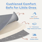 1.3" Thick Baby Floor Play Mat 39x59, Basic Padded Foam Mat for Tummy Time Crawling, Non Slip Cushioned for Babies Toddlers Infants Kids (Dark Grey)