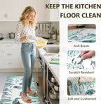 Sea Turtle Rugs for Kitchen Floor, Coastal Beach Anti Fatigue Mats for Kitchen Floor Non Slip, 2PCS Rubber Kitchen Mat, Washable Cushioned Carpet for Sink Laundry Christmas 15.7"×27.5" +15.7"×47"3.5mm