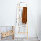 Taozun 66in Boho-Style Blanket Ladder for Living Room Decor, Wall-Leaning Farmhouse Display Towel Rack for Throw Quilt with Ladder Shelf, Wooden Blanket and Towel Holder for Bathroom