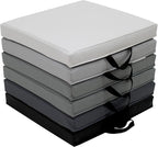 Factory Direct Partners SoftScape 15 inch Square Classroom Floor Cushions with Handles; Flex Seating for Daycare, Preschool, Playroom; 2 inch Thick Deluxe Foam (6-Piece) - Gray/Light Gray, 12228-GYLG