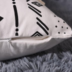 Tosewever Boho Geometric Throw Pillow Covers 18 x 18 Set of 4, Modern Stripe Farmhouse Decorative Faux Leather Cotton Pillowcase for Bedroom Living Room Couch Bed Sofa Home (Black/White, 18" x 18")