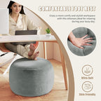 Round Stuffed Pouf Ottoman for Foot Rest, A Round Modern Foam Filled Poufs, Floor Chair for Living Room, Nursery, Dorm, A Soft Modern Foot Stool Perfect to Rest Your Feet (Grey, 20Inch)