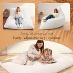 Honeydak 3 in 1 Giant Bean Bag Chair Cover Only (No Filler) Convertible Bean Bag Lazy Floor Sofa Cover Without Filling Washable Versatile Stuffed Animal Storage for Bedroom (Creamy White,Milk Velvet)