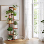 ROSSNY 55 Inch Tall Plant Stand Indoor, 7 Tier 8 Potted Bamboo Plant Stands for Indoor Plants, Corner Plant Stand, Tiered Plant Stands, Plant Shelf For Indoor, Planter Holder for Multiple Plants Indoor, Brown