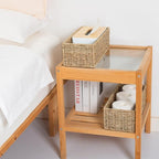 Small Wicker Baskets 2 Pack, Hand Woven Toilet Basket Tank Topper, Toilet Tank Basket for Bathroom Organizing, Seagrass Storage Baskets for Toilet Paper (14.4"Lx6.1"Wx4.4"H)