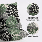 Black Sage Green Pillow Covers 20X20 Inch Set of 2, Spring Summer Floral Dahlia Flower Cream Decorative Throw Pillow Covers Outdoor Modern Farmhouse Cushion Case for Home Couch Sofa Bed Decor