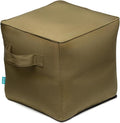 QILLOWAY Indoor/Outdoor Inflatable Stool, Ottoman Pouf Cube 16",All Weather Foot Rest for Camping or Home (Sage)