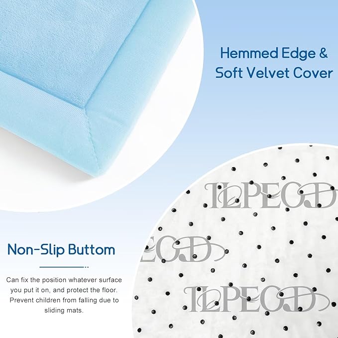 Baby Play Mat for Floor Nursery Muscle Area Rug Playroom Rug 47"x47" Memory Foam 1.3" Thick Crawling Mat for Babies,Toddlers, Infants,Kids(Ice Blue)