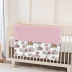 Cute Jungle Safari Animals Roses Leaves Baby Blankets for Girl Boy Lion Giraffe Elephant Zebra Soft Mink Dotted Backing Double Layer Swaddle Blanket Bed Throw for Newborn Infant Toddler Nursery 30x40