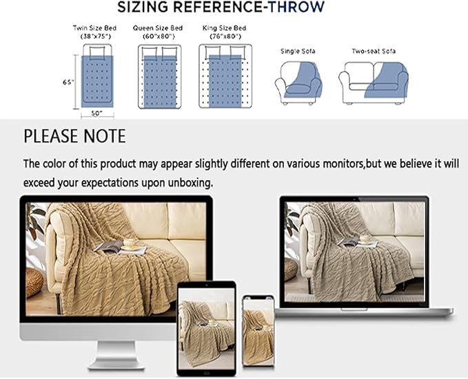 YUSOKI Sherpa Throw Blanket-3D Stylish Design Super Soft Fuzzy Cozy Warm Blanket Thick Plush Fluffy Furry Blankets for Teen Girls Women Couch Bed Sofa Chair Men Boys Gift(Tan,50"x65")