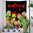 Blacklight Horror Tapestry Spooky Halloween Backdrop Ghost Face Banner Halloween Decorations Indoor Outdoor Horror Wall Art UV Reactive Tapestry Glow in the Dark Party Backdrop for Bedroom 29” x 37”