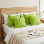 Thmyo 4-Pack 100% Cotton Comfortable Solid Decorative Throw Pillow Case, Square Cushion Cover Pillowcase Sublimation Blank Pillow Covers DIY Throw Pillowcase for Sofa(18x18inch/45x45cm,Light Green)