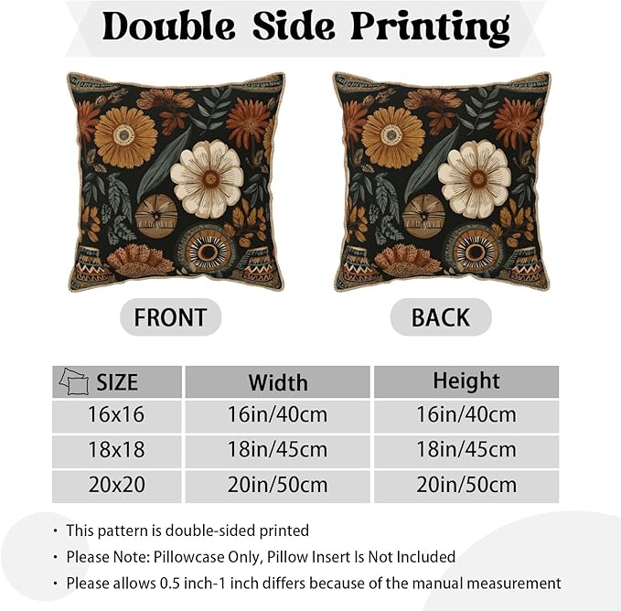KSLIDS Boho Flower Soft Velvet Throw Pillow Covers Set of 2 Modern Abstract Retro Bohemian Flower Decorative Pillow Covers 16x16 Inch Mid Century Tropical Leaves Pillow Case for Sofa Couch Home Decor