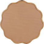 Kate and Laurel Rahfy Boho Scalloped Round Rattan Mirror, 32 Inch Diameter, Natural Wood, Decorative Round Wavy Mirror with Authentic Rattan Frame for Boho Wall Decor