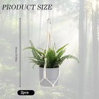 2 Pack Macrame Plant Hanger Boho Hanging Planters for Indoor Plants Decorative Braided Cotton Rope Plant Hanger Hanging Plant Holder with Metal Hook for Indoor Outdoor Home Decor, Ivory, 20 In