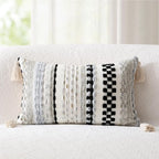 Kevin Textile Spring 12x24 Inch Lumbar Throw Pillow Cover 1 Pack Boho Decorative Soft Chenille Thread Woven Tufted Textured Rectangle Cushion Case Accent for Living Room Couch Sofa Bed, Black