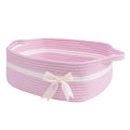 CHICVITA Pink Baby Girl Gift Basket, Small Woven Rope Basket, Rectangle Shelf Baskets for Bathroom, Cute Nursery Storage Baskets for Toys, Diapers, Towels, Snacks, 13 x 9.8 x 5 inches