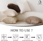 Foindtower 2 Pieces Teddy Faux Fur Throw Pillow Cover Decorative Sherpa Pillow Fuzzy Sheepskin Accent Cushion Case Soft Fleece Pillowcases for Bed Couch Living Room 18x18 Inch Khaki