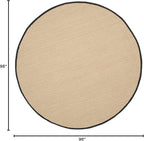 SAFAVIEH Area Rug 8' Round - Natural Fiber Collection - Maize & Black, Sisal, Woven Design with Border (NF141A)