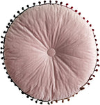 Round Throw Pillow Thickened Seat Cushion Sofa Cushion Meditation Pillow Living Room Window Balcony Decoration Pillow (15.7in, Pink)