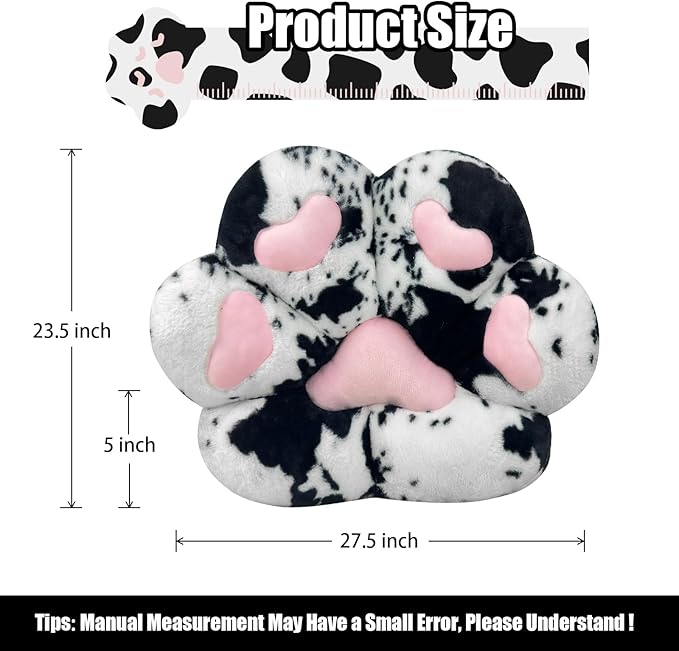 MOONBEEKI Cat Paw Cushion Chair Comfy Kawaii Plush Seat Cushions Shape Lazy Pillow for Gamer Chair 28"x 24" Cozy Floor Cute Seat Kawaii for Girl Gift, Dining Room Bedroom Decorate (Milk Cow)