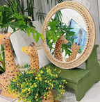 OYPEIP 20”Large Nature Rattan Boho Innovative Art Decoration Round Makeup Mirror Dressing Bedroom Bathroom Wall Mounted Hanging Mirrors Craft Photo Props…