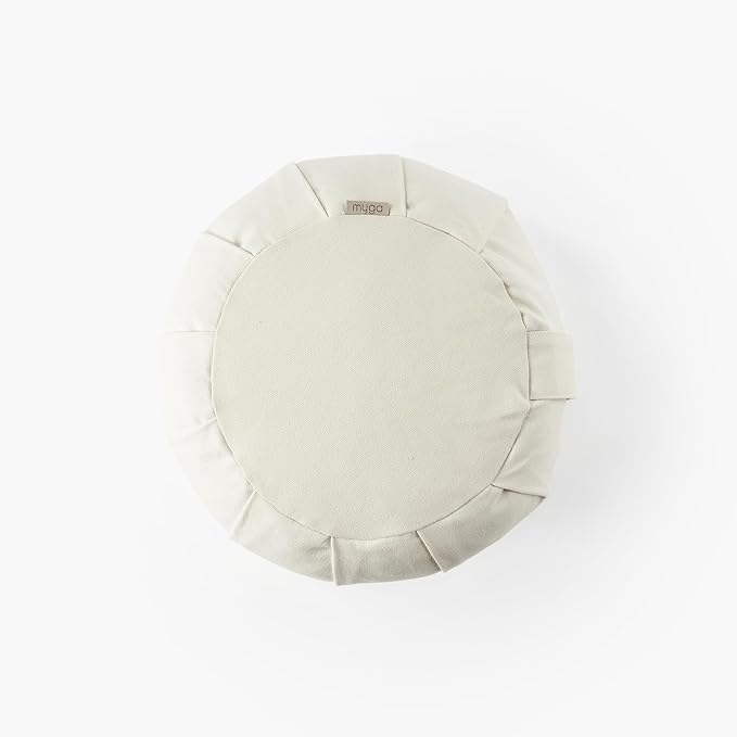 Myga Zafu Yoga Meditation Cushion with Washable Cover - Floor Cushion Pillow with Natural Buckwheat Filling - Soft Round Cotton Design for Meditating or Pranayama Exercises