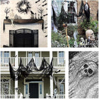 Set of 5 Halloween Creepy Gauze Cloth Decoration, Indoor Outdoor Black Scary Halloween Gauze Tapestry Decor, Spooky Decorations for Home Wall Yard Haunted House Party Supplies, 72 x 30 inch
