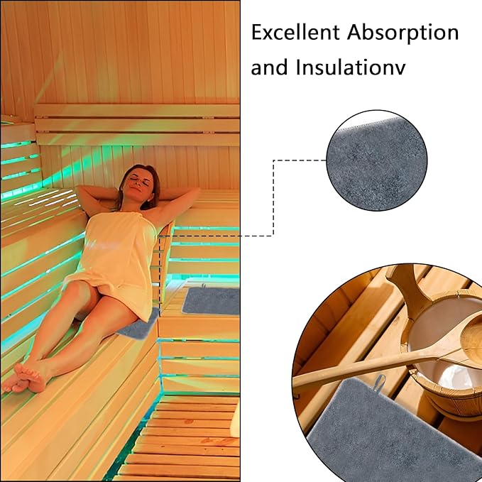 2Pcs Sauna Mat Felt Sauna Cushion – Absorbent and Heat Insulation Seat Mat for Inside Sauna Home Spa and Wellness Centers