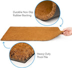 PLUS Haven 17.5x30 Door Mat with Heavy-Duty Backing - Coco Coir Doormat for Outdoor or Indoor Uses - Non-Slip Welcome Mats for Entryway or Porch - Easy to Clean Front Door Mat - Natural Brown