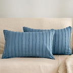 JELLYMONI 2 Pack Blue Pillowcases 12" x20", Soft Microfiber Striped Tufted Pillow Covers(Pillows are not Included)