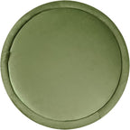 Spatial Order Storage Round Ottoman with Removable Lid (with Hidden Storage) | Spatial Order Home Décor | Upholstered Round Velvet Ottoman – Green Velvet