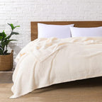 Ultra Soft Fleece Sherpa Blanket King Size, Lightweight Cozy Pattern Reversible Bed Blanket for All Season, Antique White, 104”x90”