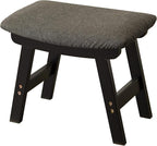 Foot Stool,Ottoman,Bamboo Small Sofa Foot Rest Under Desk,Extra Seating for Living Room, Bedroom and Kitchen (Black Stool Legs - Gray Surface)