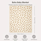 insular Cotton Muslin Baby Blanket with Tassel, Boho Bohemian Muslin Swaddle Blanket Baby Receiving Blanket with Fringe, Nursery Decor Throw or Nursing Blankets, 47" x40”, Little Bear