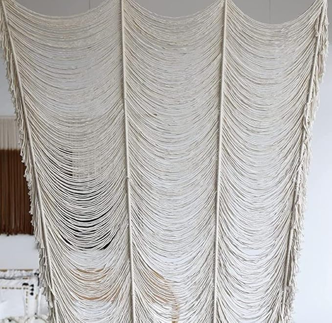 Macrame Curtain Boho Curtain Doorway Window Wall Decor Fiber Yarn Art Craftsmanship Bedroom Headboard Décor,59" W x 75" H(1 Panel)
