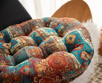 vctops Bohemian Patchwork Round Chair Seat Cushions for Dining Kitchen Office Chairs Patio Soft Cotton Linen Chair Pads (Blue,Diameter 22")
