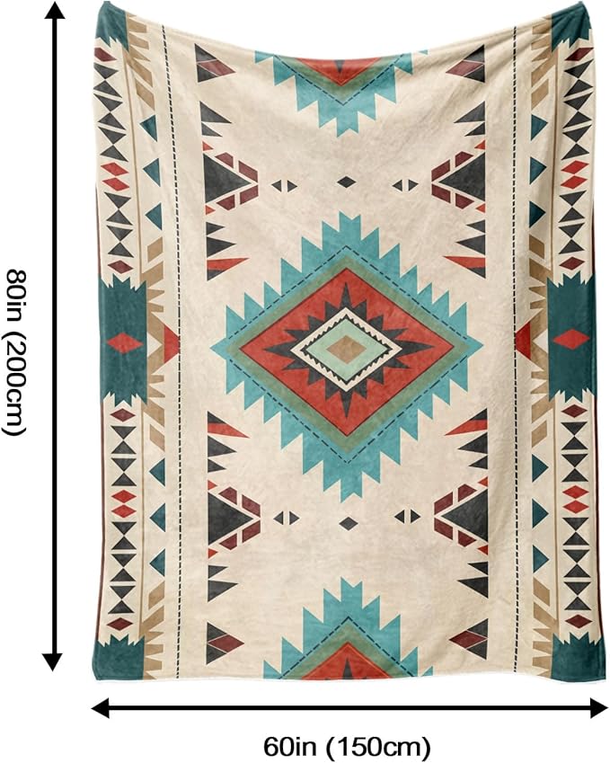 Aipon Boho Aztec Throw Blanket 60"x 80", Western Indian Native American Blanket Southwestern Decor, Beige Soft Cozy Lightweight Throws Blankets Gifts for Women Men Couch Bed Sofa Chair