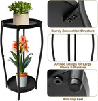 Plant Stand Indoor, 2 Tier Tall Wood Plant Stand, 4-Leg Floor Corner Plant Stands, Heavy Duty Plant Shelf Plant Rack Flower Stands For Home Decor (B - Black)