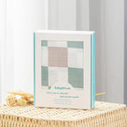 BabyWhale Muslin Swaddle Blanket with Hat and Headband Bow, Checkered Print Swaddle Set for Baby Boys ＆ Girls, Unisex Soft Receiving Blanket Wrap, Green Grey Checkered, 47x47 inches