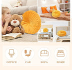 Round Throw Pillows Decorative Pleated Throw Pillows 15'' Diameter Accent Pumpkin Boho Chair Cushion for Couch Sofa Home Decoration(Yellow,1 Pcs)